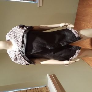 Rinascimento Black Faux Leather  And Gray Faux Fur Vest Size L